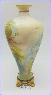 Rare Antique Jame Stinton Royal Worcester Peacock Painted Vase Signed