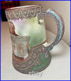 Rare antique Japanese Moriage porcelain enameled hand painted friar mug stein