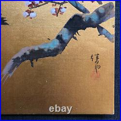 SHIKISHI art Japanese watercolor Handmade paintings Plum blossom #2585