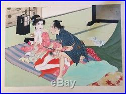 Set of 11 Original Japanese Taisho Period Erotic Shunga Paintings on Silk c1920