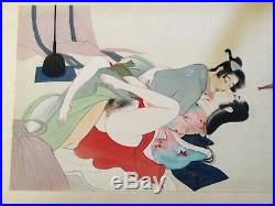 Set of 11 Original Japanese Taisho Period Erotic Shunga Paintings on Silk c1920