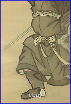 Shibata Zeshin Japanese hanging scroll / Shoki catching blue oni ogre W656