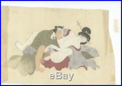Shunga, 5 Japanese paintings on silk, ca. 1920