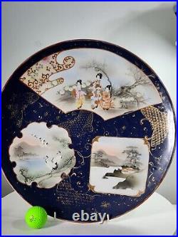 Stunning Large Japanese Hand Painted Porcelain Charger c1920