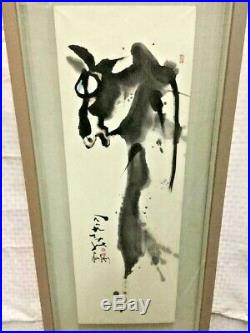 Stunning original Japanese abstract ink on canvas painting signed by the artist