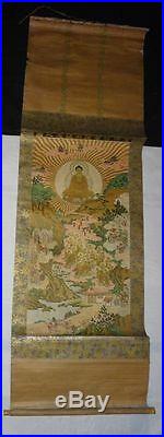 Super Rare Japanese Edo Period Buddhist Hanging Scroll Hand Painted Buddha God