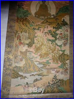 Super Rare Japanese Edo Period Buddhist Hanging Scroll Hand Painted Buddha God
