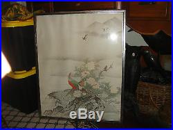 Superb Japanese Or Chinese Painting Of Birds Of Paradise-Framed-Large-Detailed