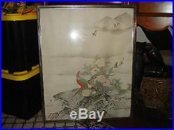 Superb Japanese Or Chinese Painting Of Birds Of Paradise-Framed-Large-Detailed