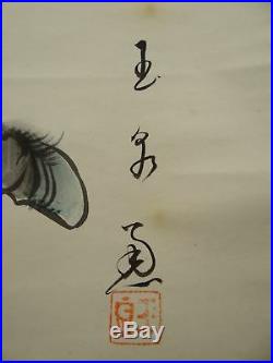 UK112 KAKEJIKU Samurai BUSHI Hanging Scroll Japanese painting Picture Geijyutu