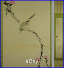 UK472 KAKEJIKU Bird Animal Flower Hanging Scroll Japanese Art painting Nihonga