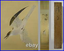 UK488 KAKEJIKU Bird Animal Box Hanging Scroll Japanese Art painting Nihonga