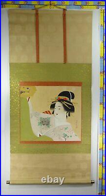 UK520 KAKEJIKU KIMONO Bijin-ga Hanging Scroll Japanese Art painting Picture