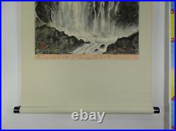 UK833 KAKEJIKU Waterfall Landscape Hanging Scroll Japanese Art painting Picture