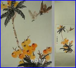 UK845 KAKEJIKU Bird Animal Hanging Scroll Japanese Art painting Nihonga Picture