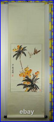 UK845 KAKEJIKU Bird Animal Hanging Scroll Japanese Art painting Nihonga Picture