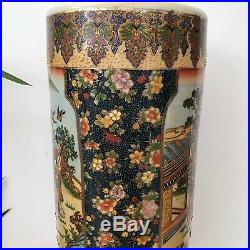 Vintage Chinese Umbrella Stand Authentic Procelin Japanese Hand Painted Oriental