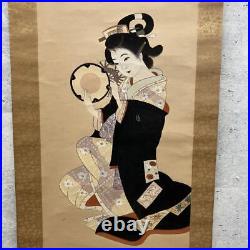 Vintage Hanging scroll Geisha Maiko Japanese Traditional Painting Kakejiku