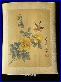 Vintage Japanese Hanging Scroll Art Picture Prints Flower and Bird Insect Design