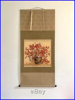 Vintage Japanese KAKEJIKU Spring Flower Ume Hanging Scroll Signed hand painting
