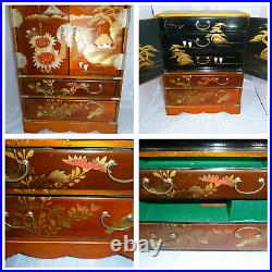 Vintage Japanese Oriental Hand painted Musical Jewellery Box