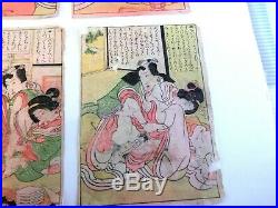 Vintage Japanese UKIYOE Wood Block paint SHUNGA Set of 6 Free Shipping