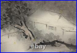 Vintage Japanese Wall Hanging Decor, Wall Decor, Inkwash Landscape, Scroll Painting