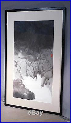 Vintage Modern Abstract Landscape Japanese Chinese Brush Painting SIGNED Asian