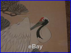 Vintage Possibly Antique Japanese Signed Scroll Painting of Bird / Crane