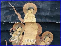 Y5112 KAKEJIKU Buddhist painting Japan hanging scroll interior decor vintage