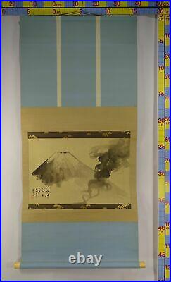 YR14 Fujiyama Mountain Hanging Scroll Japanese Art painting Picture antique