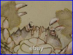 YR43 KAKEJIKU Crab Animal Hanging Scroll Japanese Art painting antique Picture